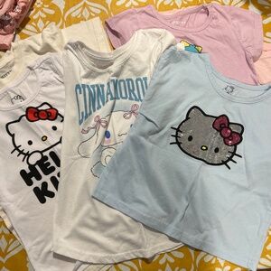 Lot of 6 Girls Hello Kitty T-Shirts Size S 5/6